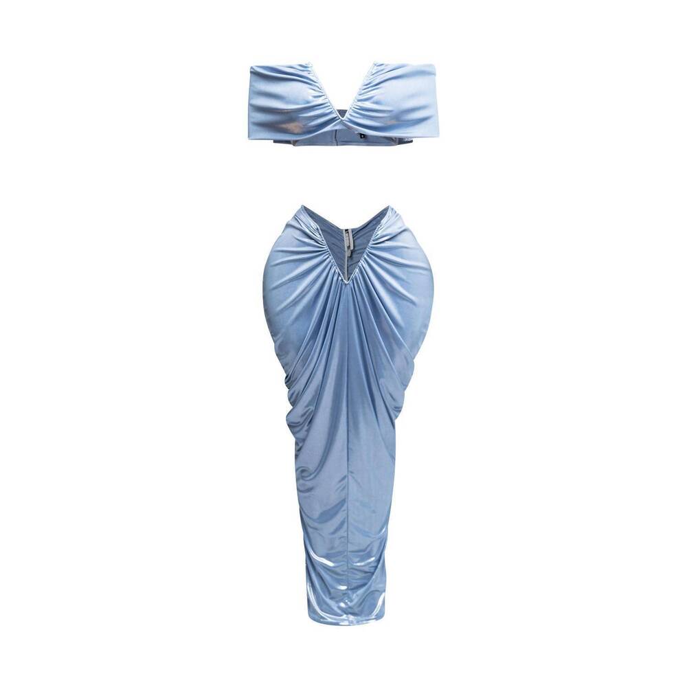 NEW K TOO women's draped set in light blue